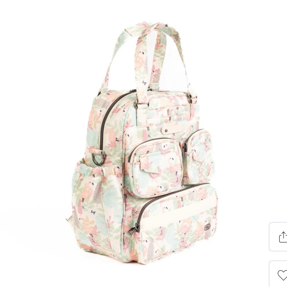 Lug Legacy Mini Puddle Jumper Backpack Crossbody Bag NWT Flamingo Foliage - Picture 2 of 13